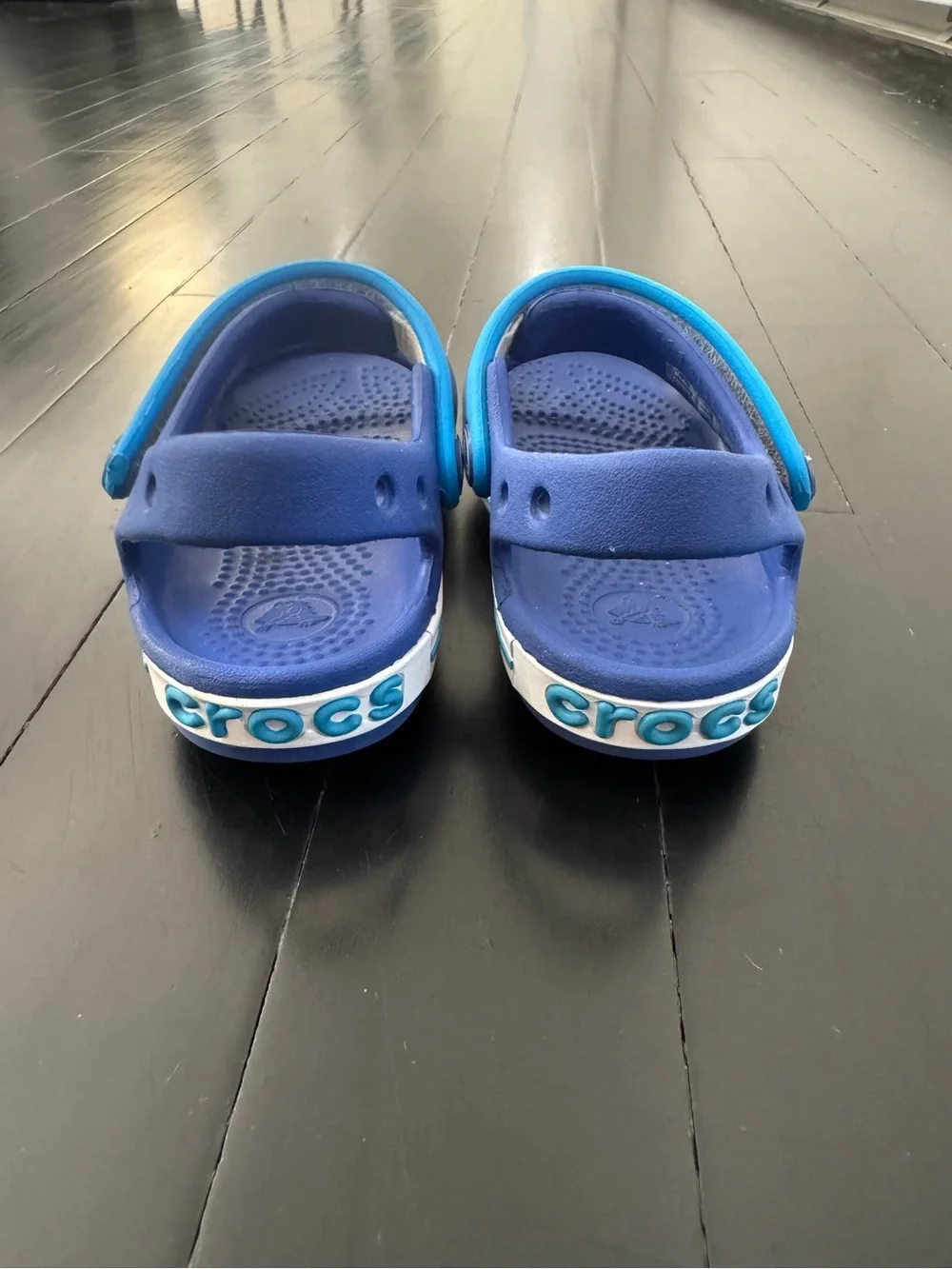 CROCS Kids Blue Clog Sandals with Aqua Strap